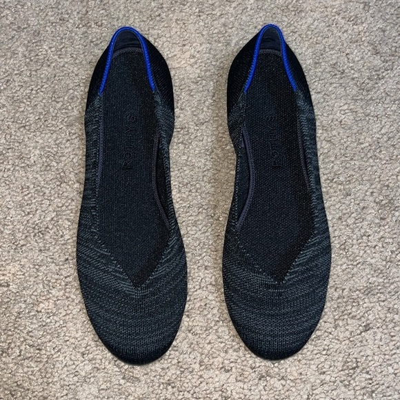 Rothy's Melange Knit Ballet Round Toe Flat Heathered Black 9.5 - Picture 2 of 9